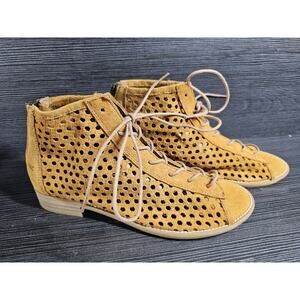 Musse & Cloud Women Aiden Sandal Elegant 8.5 Black Lace-Up Perforated suede Y2K